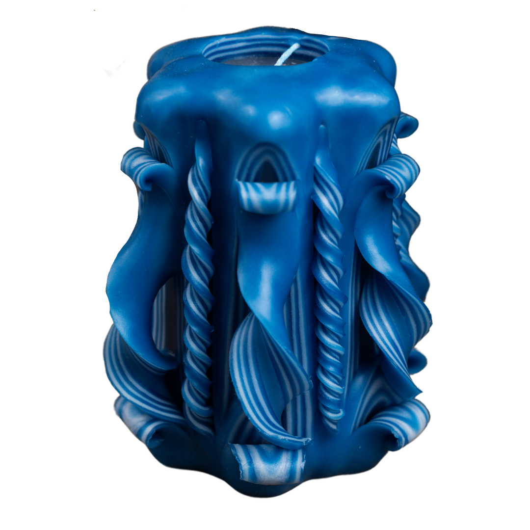 Blaue Spirale Kerze in Größe M